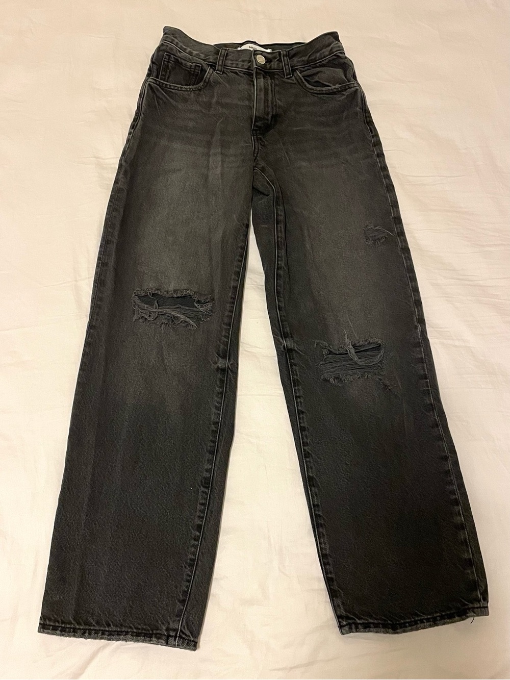 MNG / Mango Women’s Ripped Straight Black Jeans